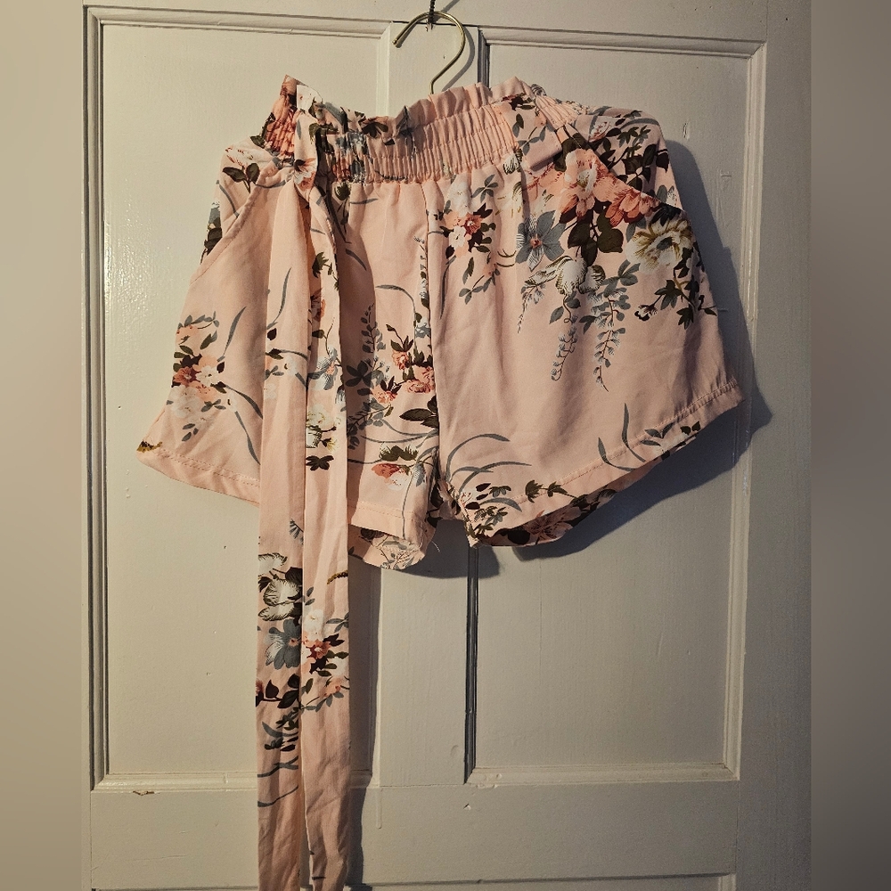 Floral Pink High-Waisted Shorts